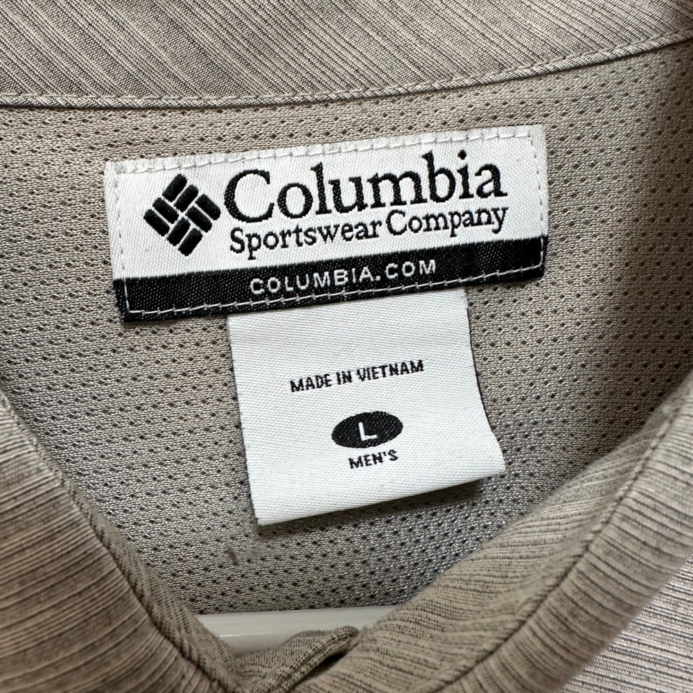 Columbia Men's Shirt Short Sleeve Button Up Casual Plaid Lightweight Beige Large - Picture 7 of 12